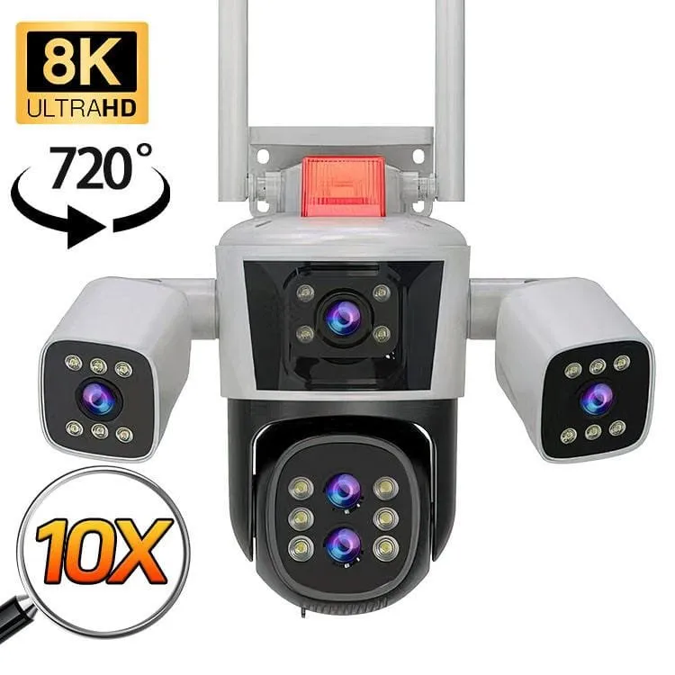 5 Lens 20MP CCTV Outdoor WIFI Camera 10X Zoom