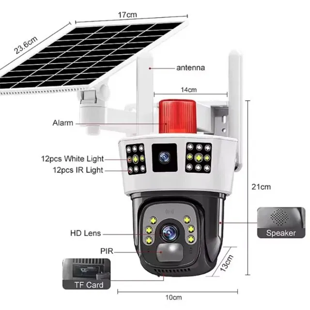 Dual Lens Solar 4G Outdoor IP Camara Built in 8000mah Battery